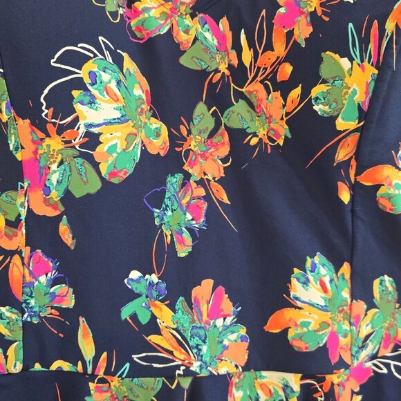 Sea Angel Navy Peplum Tankini with Tropical Floral Print - Picture 2 of 7